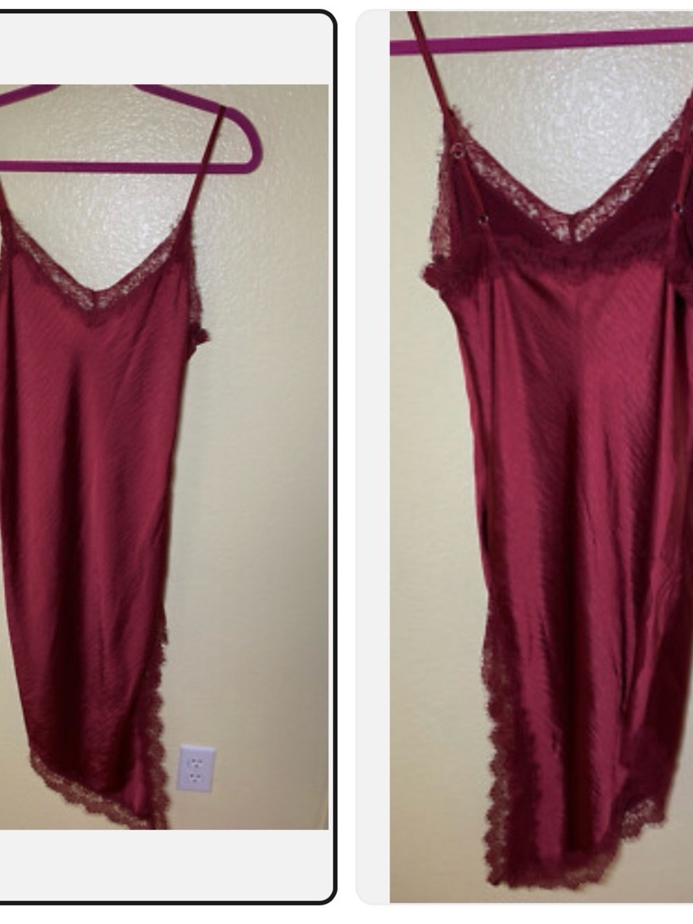 Forever 21 Burgundy Satin Lace-Trim Slip Dress